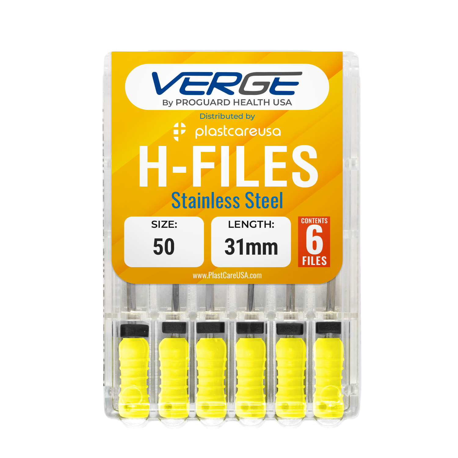 31mm Size 50 H Files Hedstrom Endodontic Stainless Steel Dental Root Canal Files (Pack of 6)