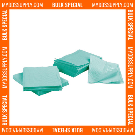 2000 Green 3-Ply 13x18 Dental Patient Towel Bibs (4 Case of 500) by PlastCare USA - My DDS Supply