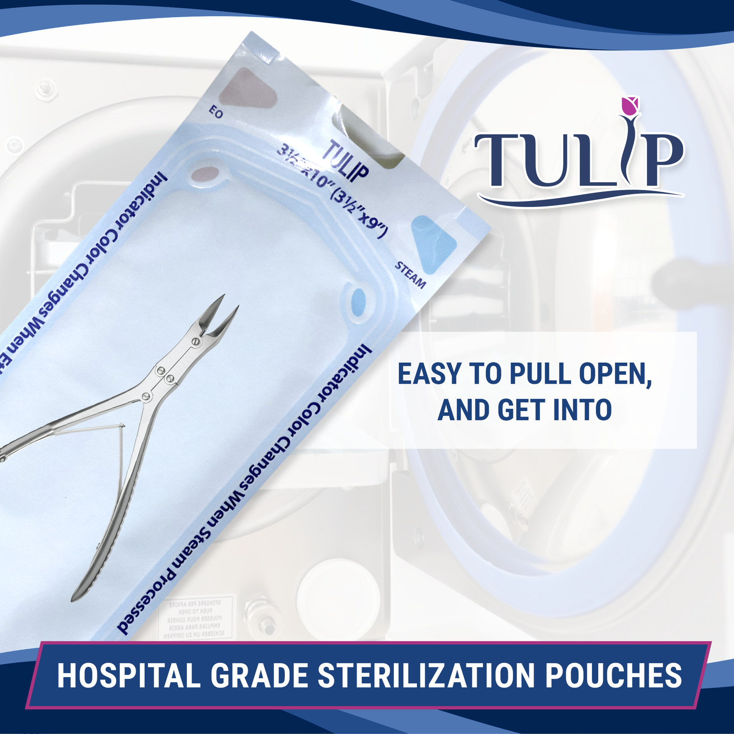 10,000 3.5" x 10" Self-Sealing Sterilization Pouches by TULIP (50 Boxes of 200) *Bulk Special*