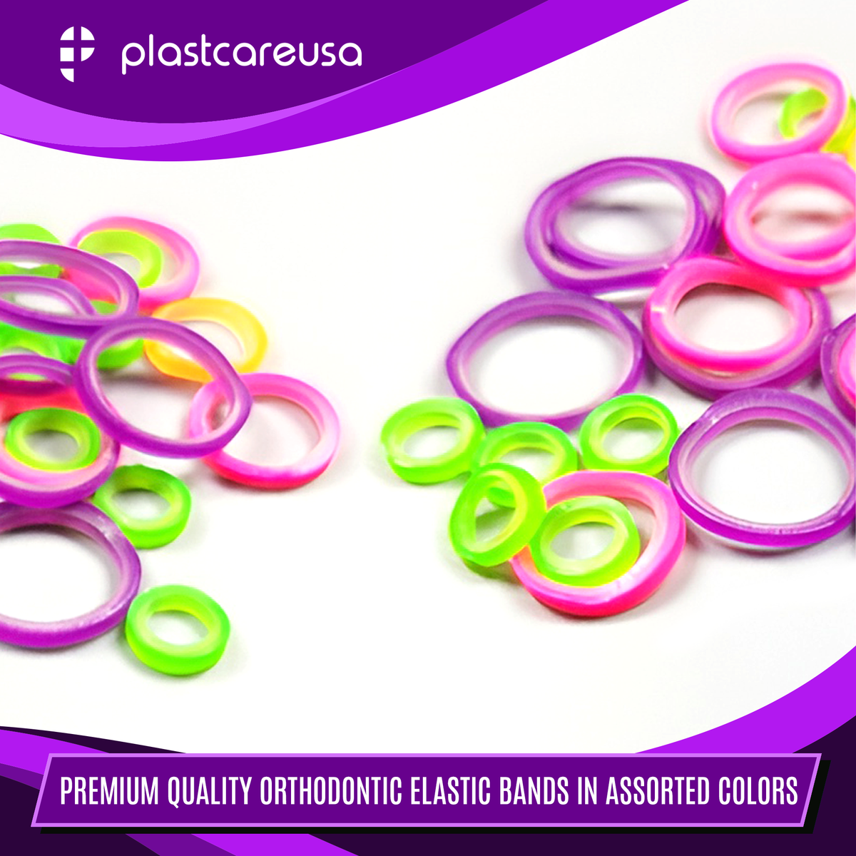 2000 (1/8" Chipmunk, Light 3.5 Oz) Assorted Colors Orthodontic Latex Elastic Rubber Bands for Braces