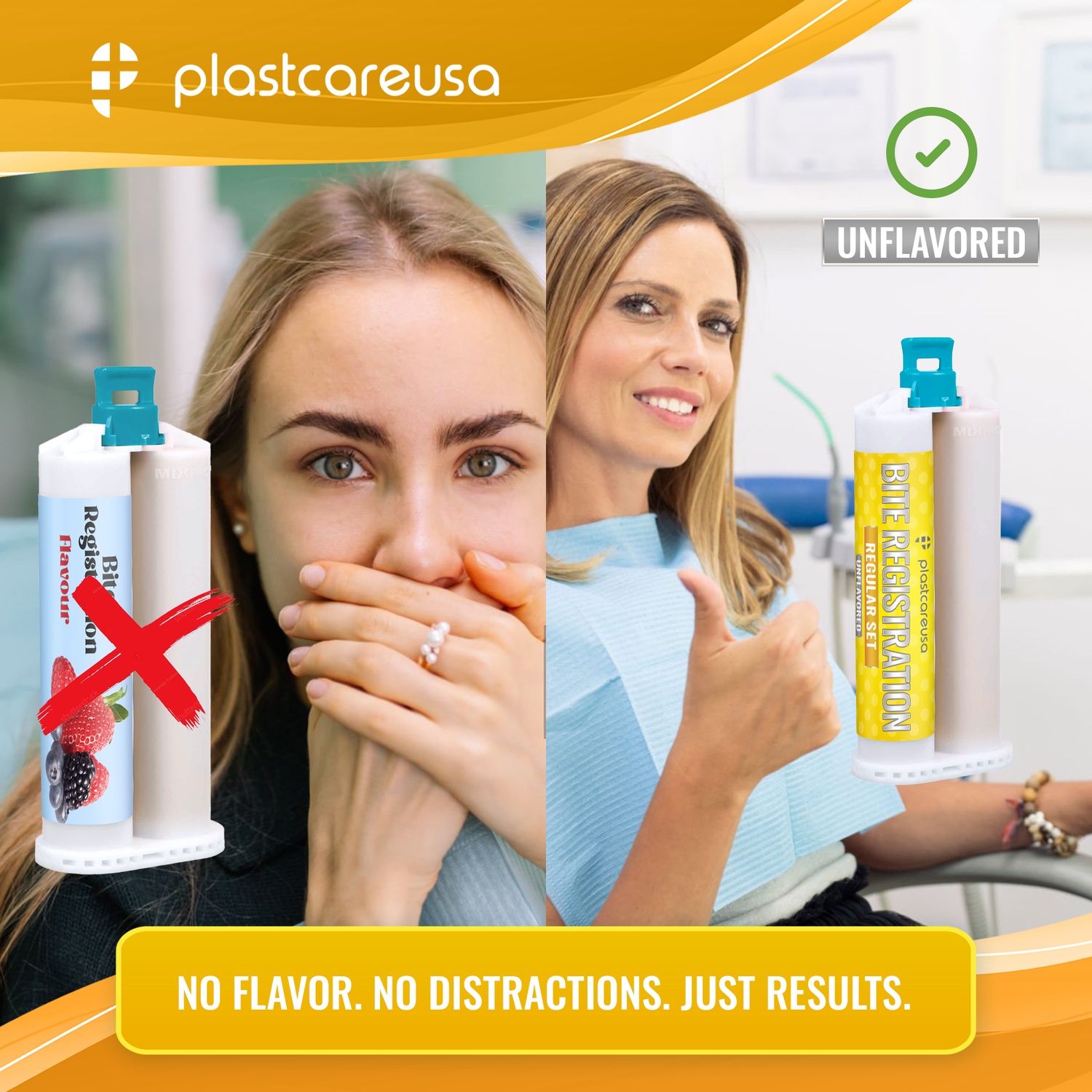 20 Bulk Unflavored Regular Set Bite Registration Material 50ml Cartridges by PlastCare USA