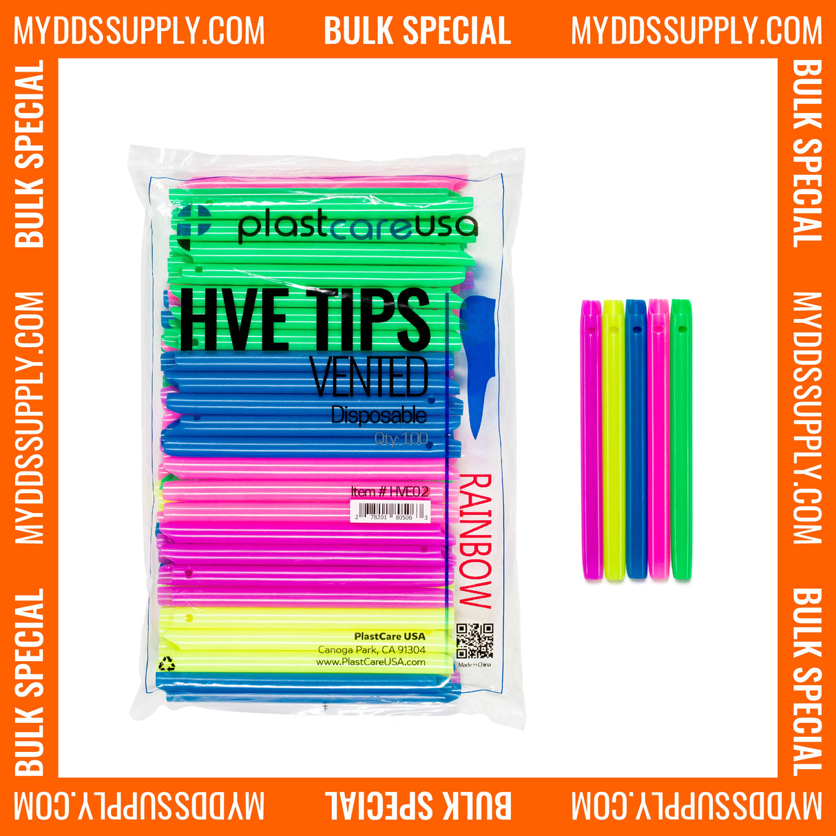 6000 Assorted HVE Evacuation Suction Dental Tips, Vented (60 Bags, 6 Case) - My DDS Supply