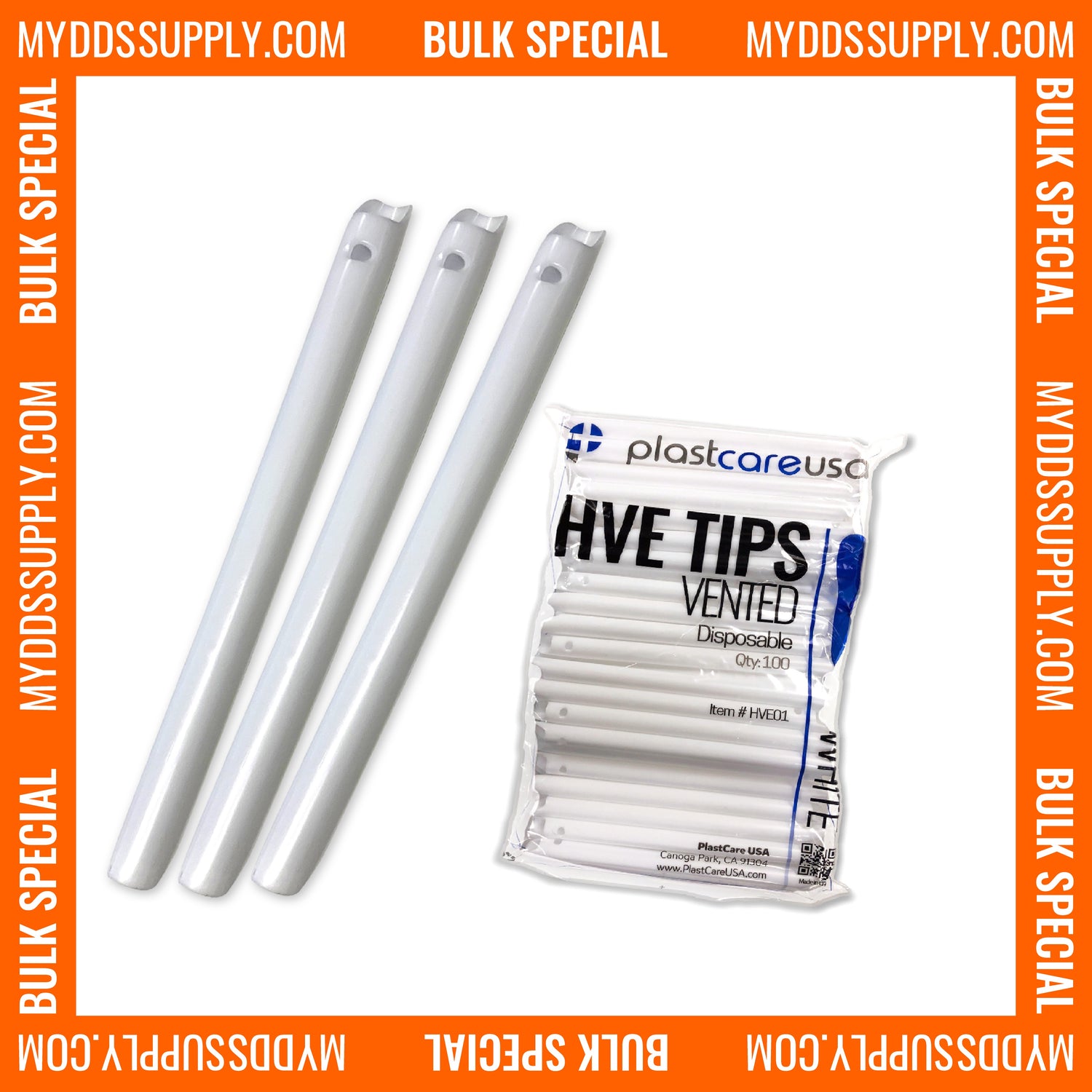 6000 White HVE Evacuation Suction Dental Tips, Vented (60 Bags, 6 Cases) - My DDS Supply