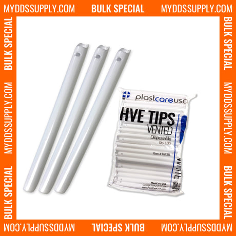6000 White HVE Evacuation Suction Dental Tips, Vented (60 Bags, 6 Cases) - My DDS Supply