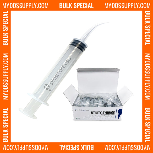 1000 x Curved Tip 12cc Monoject Style Utility Syringes (20 Boxes of 50) by PlastCare USA - My DDS Supply