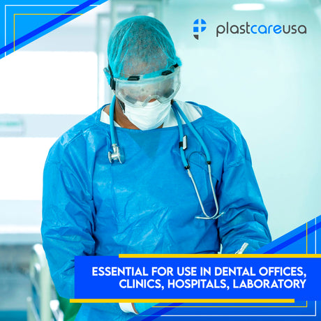 50 Blue Disposable Isolation Lab Gowns with Knitt Cuffs for Medical Dental Hospital - My DDS Supply