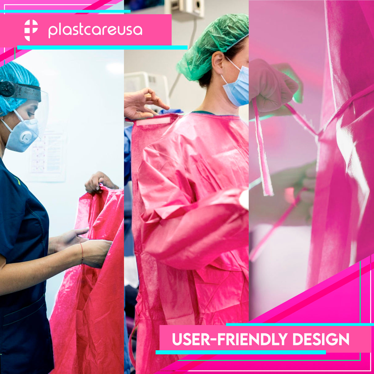 50 Pink 30g Disposable Isolation Lab Gowns with Knitt Cuffs for Medical Dental Hospital