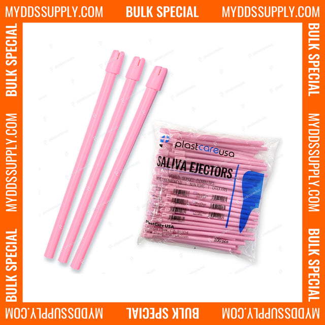 6000 Pink Saliva Ejectors (60 Bags, 6 Cases) - My DDS Supply