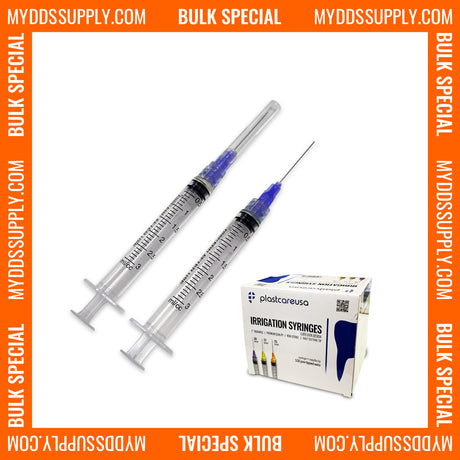 2000 x 3cc 30 Gauge Irrigation Syringes & Tips, Purple (20 Boxes) - My DDS Supply