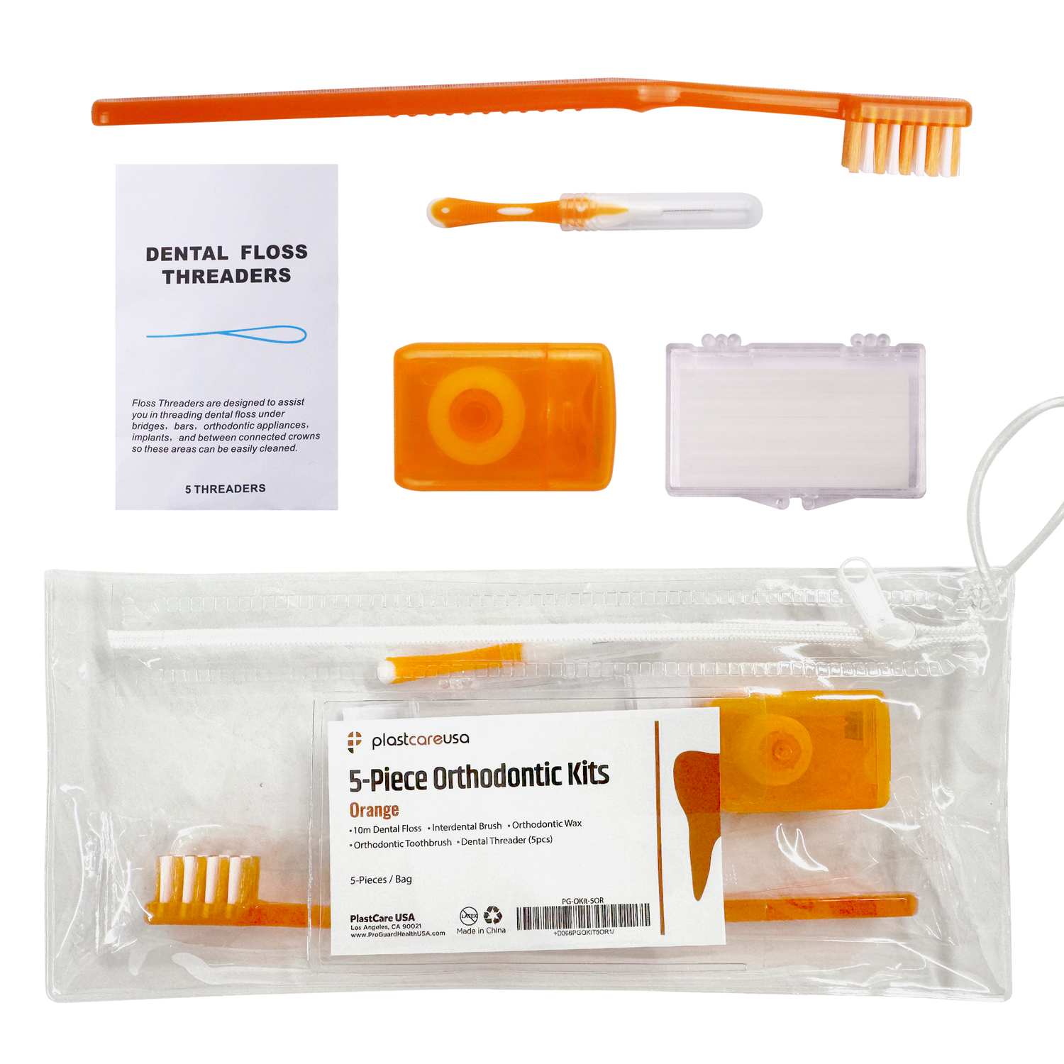 12 Pack of Orange Orthodontic 5 Piece Patient Kits