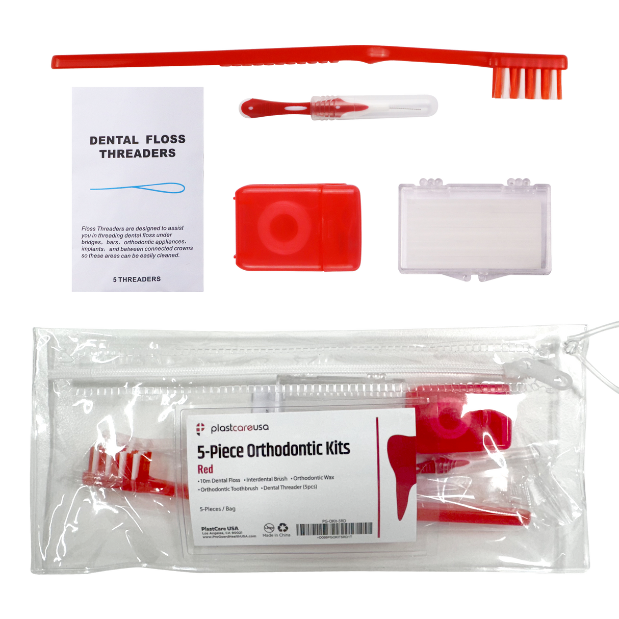 12 Pack of Red Orthodontic 5 Piece Patient Kits