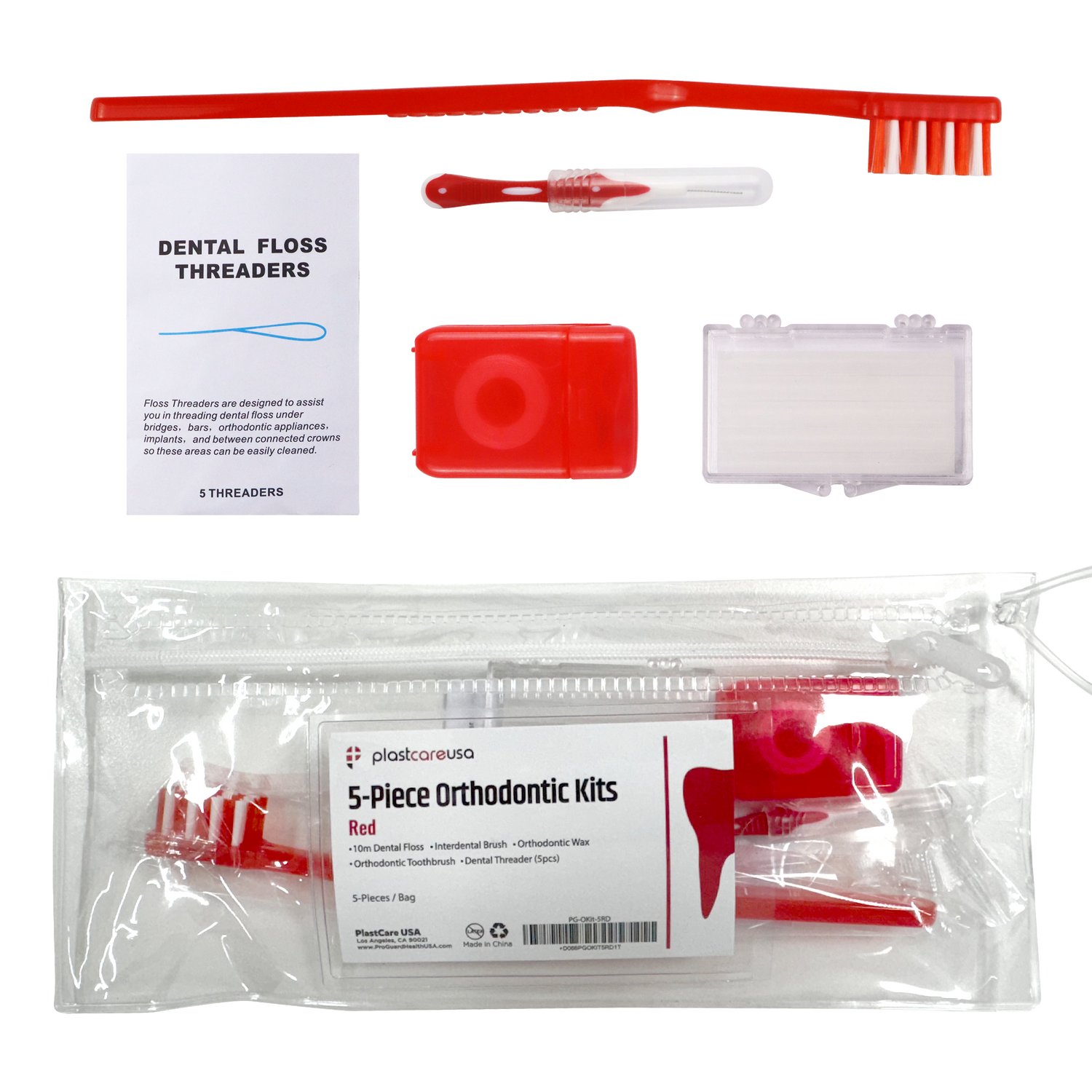 12 Pack of Red Orthodontic 5 Piece Patient Kits