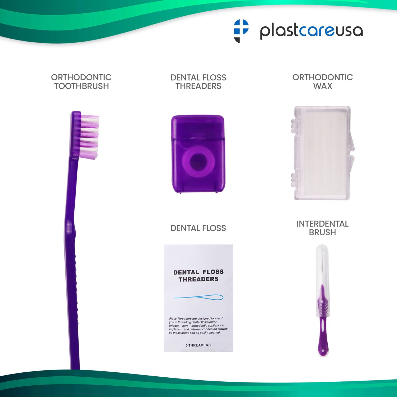 12 Pack of Purple Orthodontic 5 Piece Patient Kits