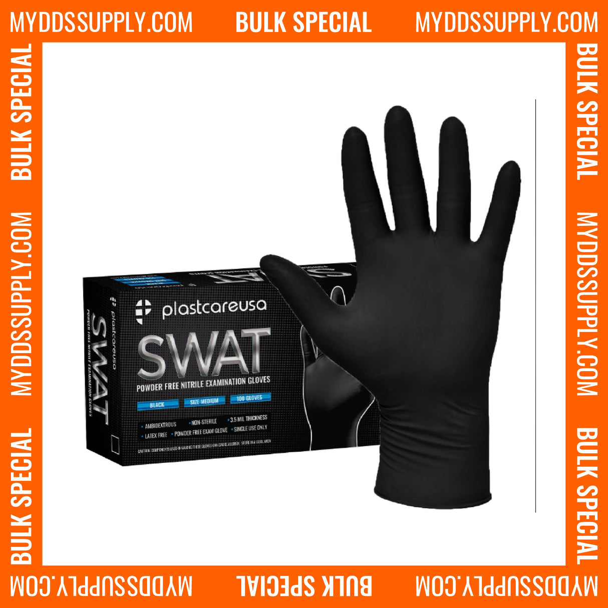 6000 Medium Black Nitrile Disposable Tattoo Food Work Cleaning Powder Free Gloves *Bulk Special* - My DDS Supply