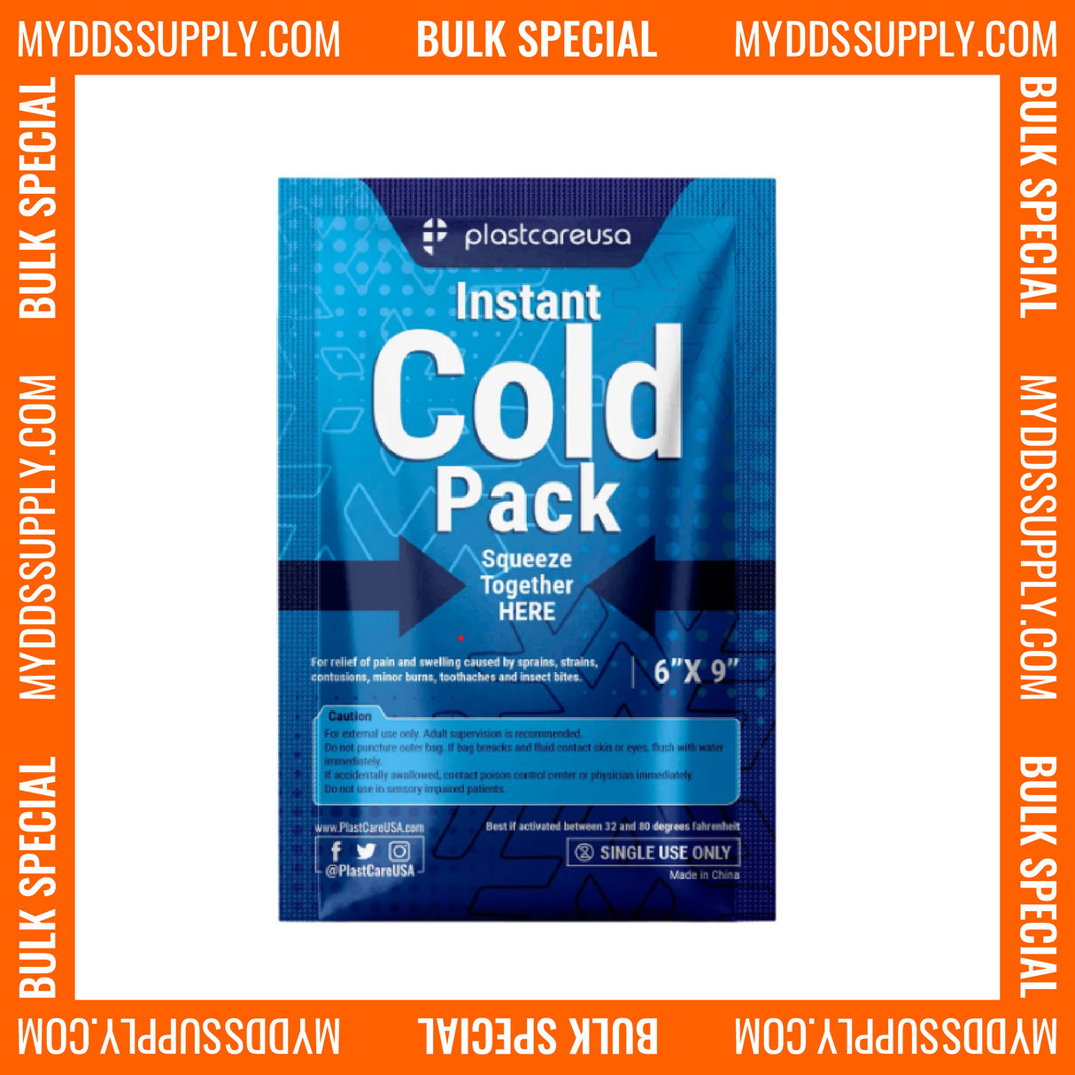 100 Bulk 6" x 9" Instant Cold Packs for Pain Relief, Swelling, Sprains (4 Cases of 25 Disposable Packs) - My DDS Supply