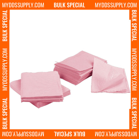 2000 Pink 3-Ply 13x18 Dental Patient Towel Bibs (4 Case of 500) by PlastCare USA - My DDS Supply