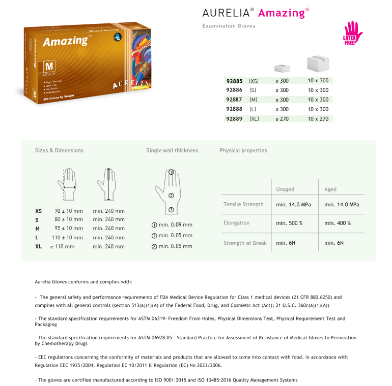 2700 XL Extra Large Aurelia Amazing Nitrile Powder-Free Examination Gloves (10 Box of 270) *Short Exp Deal 08/2025*