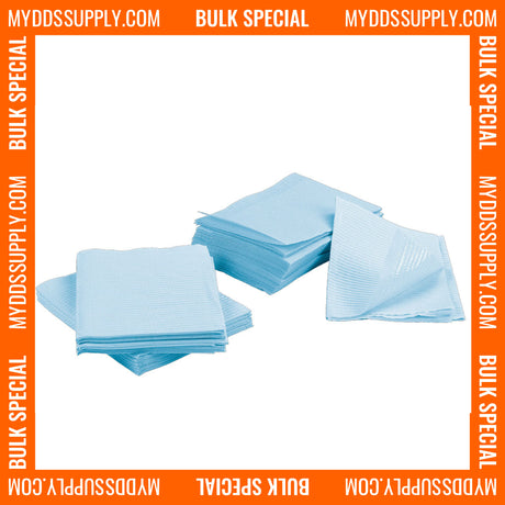2000 Blue 3-Ply 13x18 Dental Patient Towel Bibs (4 Case of 500) by PlastCare USA - My DDS Supply