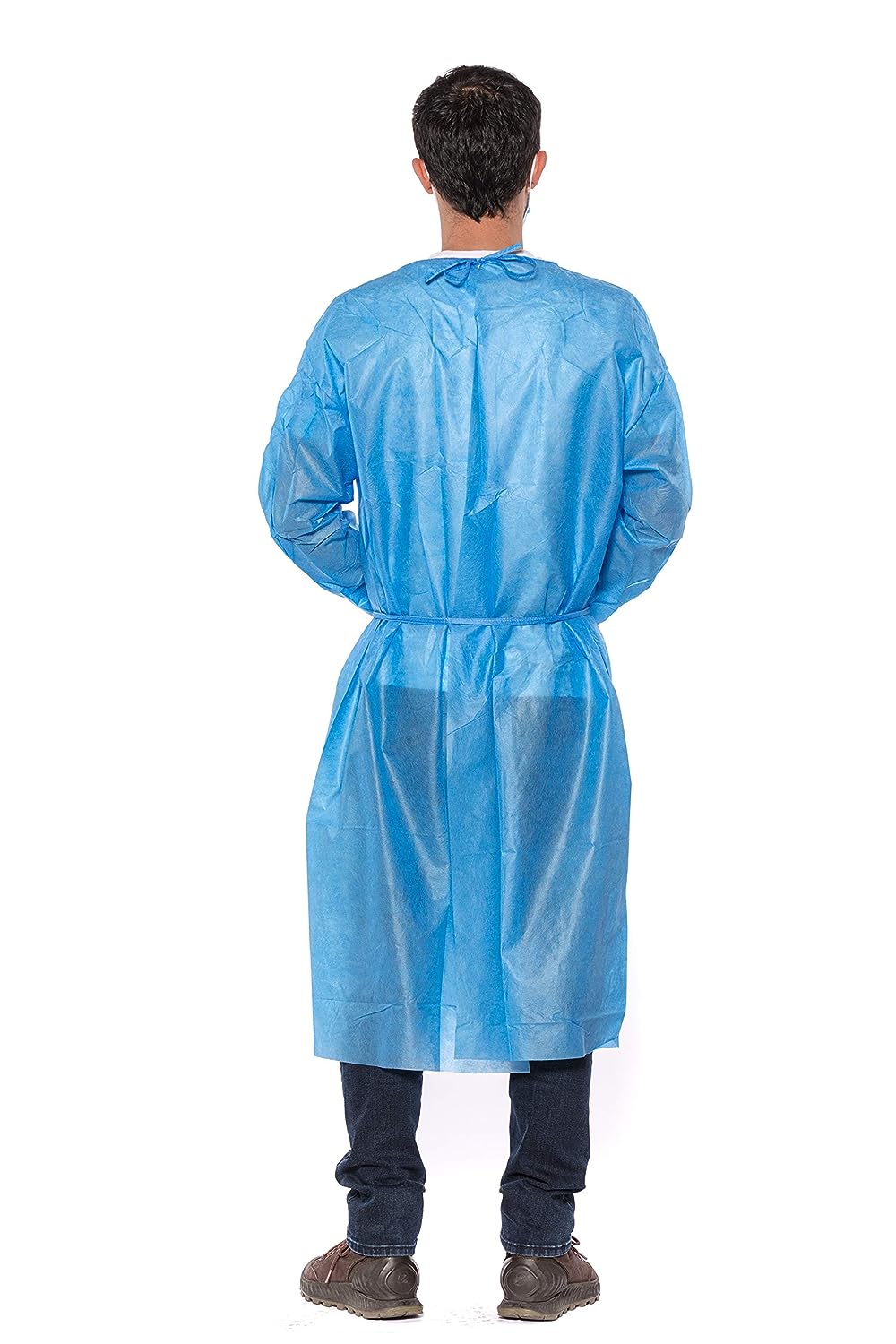 50 Blue Disposable Isolation Lab Gowns with Knitt Cuffs for Medical Dental Hospital - My DDS Supply
