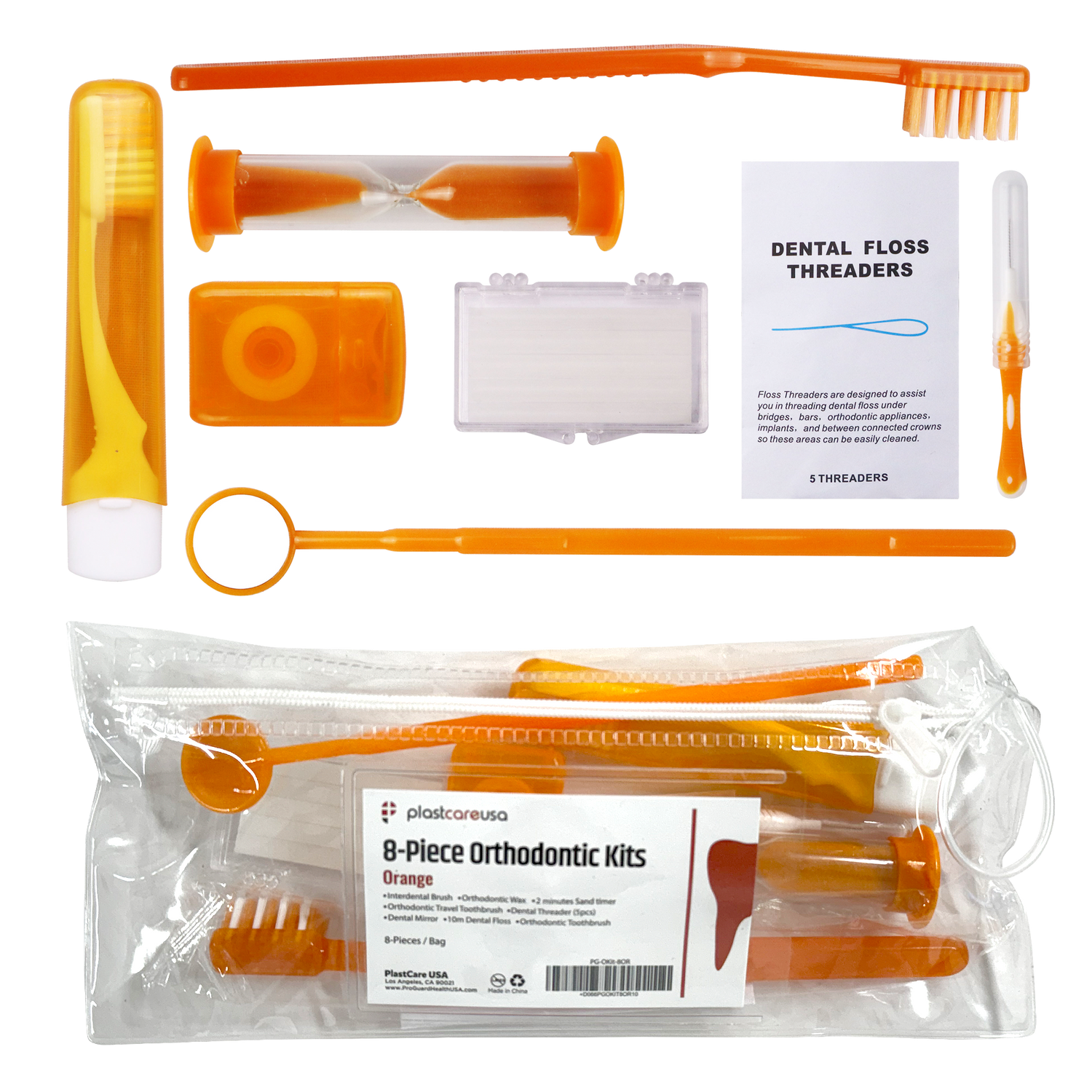 12 Pack of Orange Orthodontic 8 Piece Patient Kits