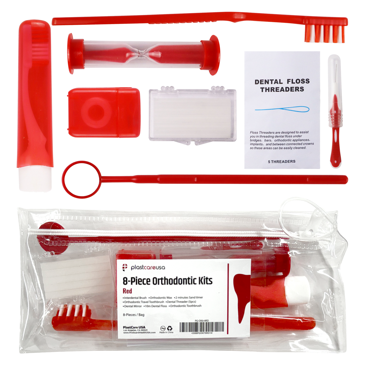 12 Pack of Red Orthodontic 8 Piece Patient Kits