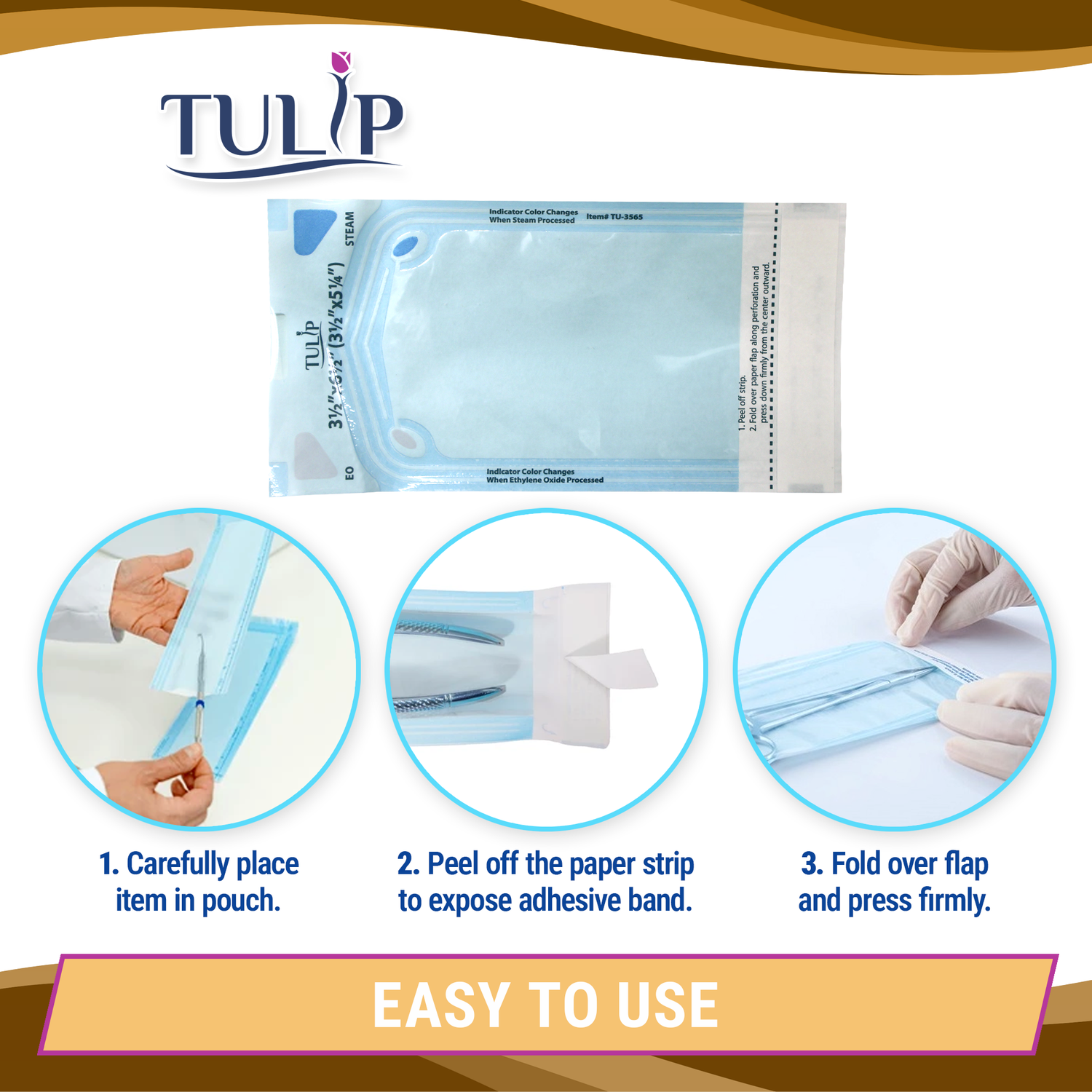 2000 3.5" x 5.25" Self-Sealing Sterilization Pouches by TULIP