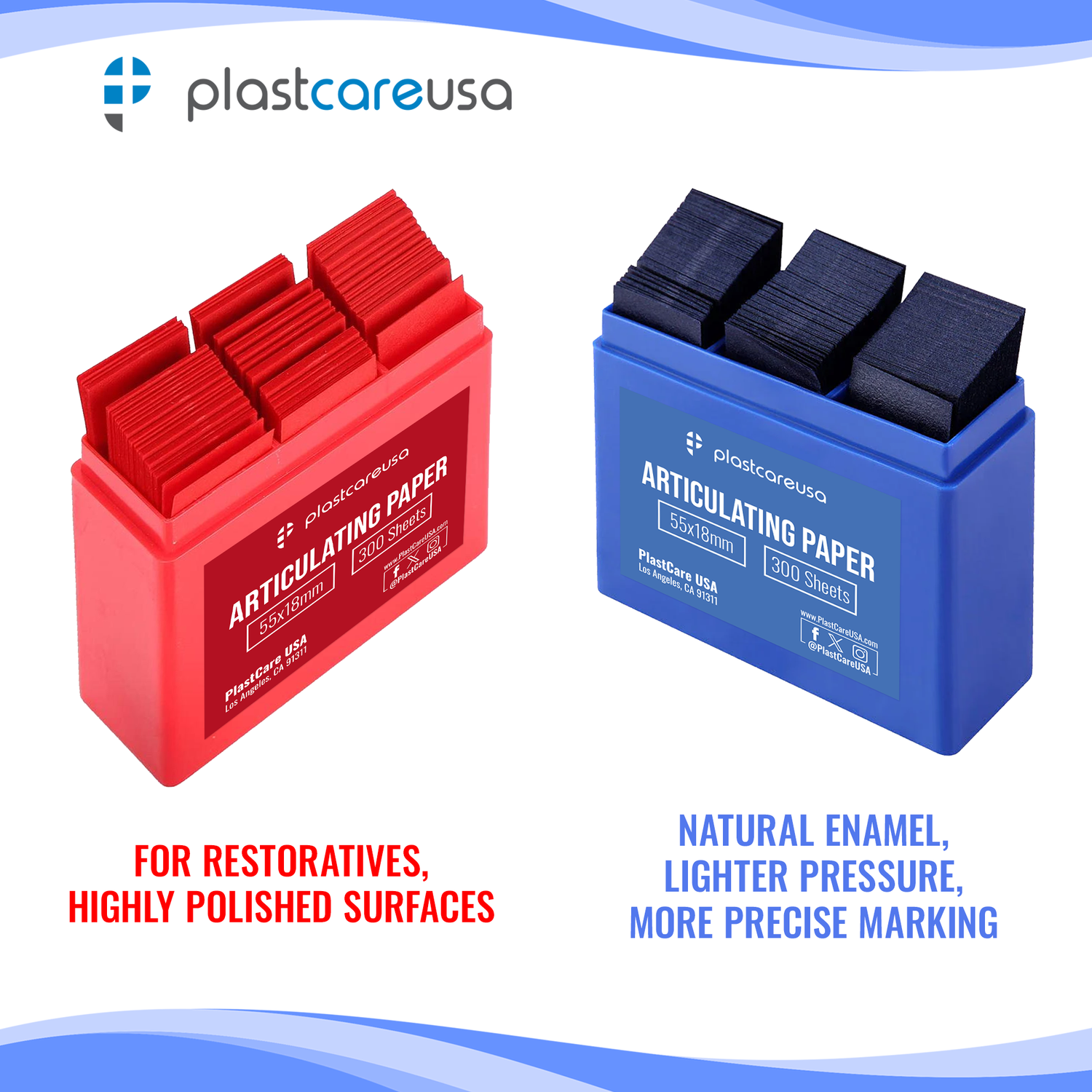 Blue Articulating Paper – 55×18mm, 100 Micron Dental Occlusion Strips (300 Sheets)