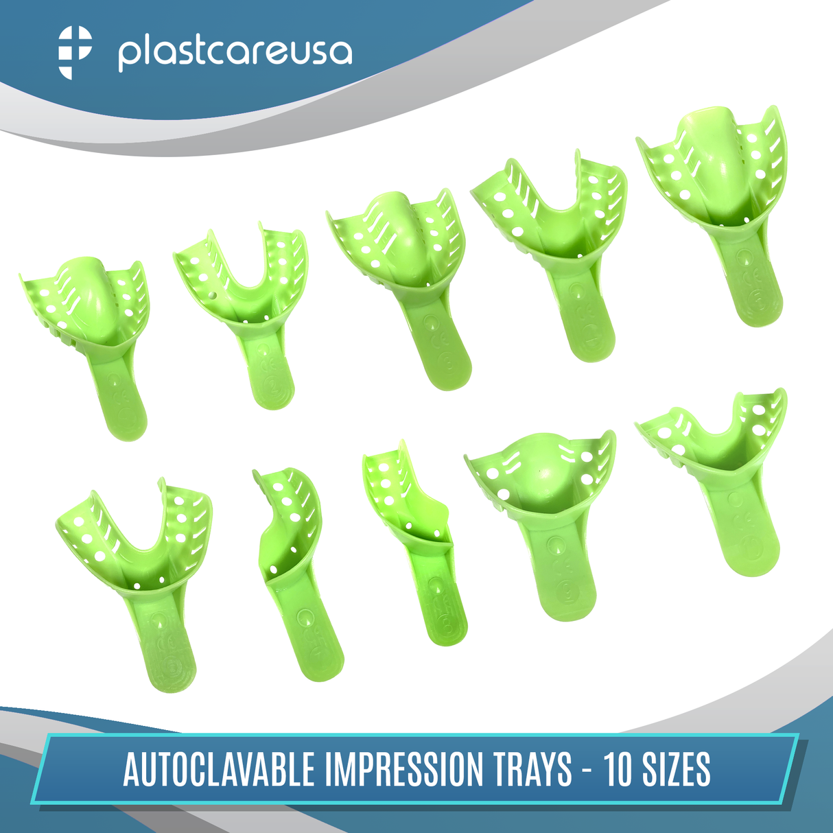 #4 Medium Lower Autoclave Perforated Impression Trays (Bag of 12) by PlastCare USA - My DDS Supply