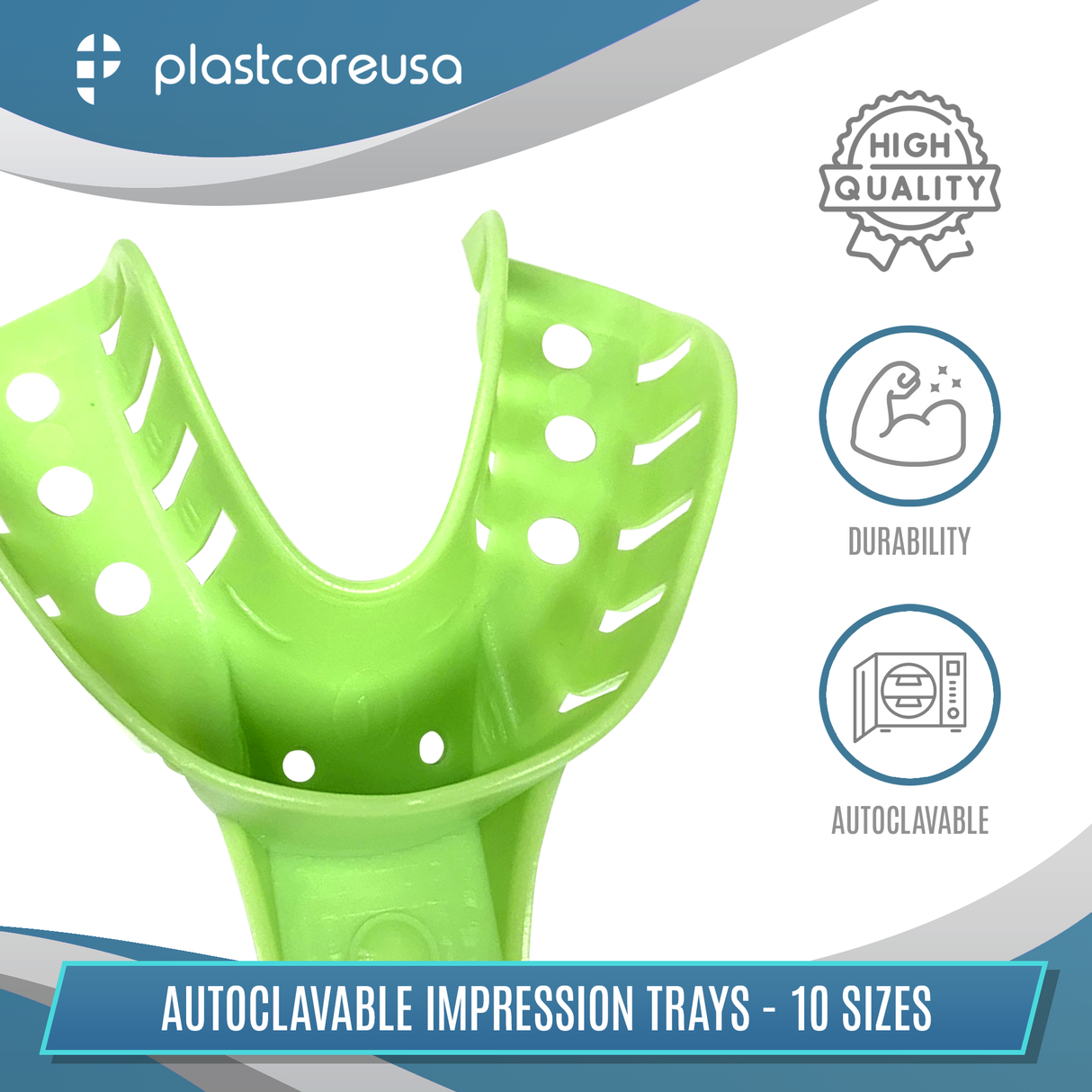 #4 Medium Lower Autoclave Perforated Impression Trays (Bag of 12) by PlastCare USA - My DDS Supply