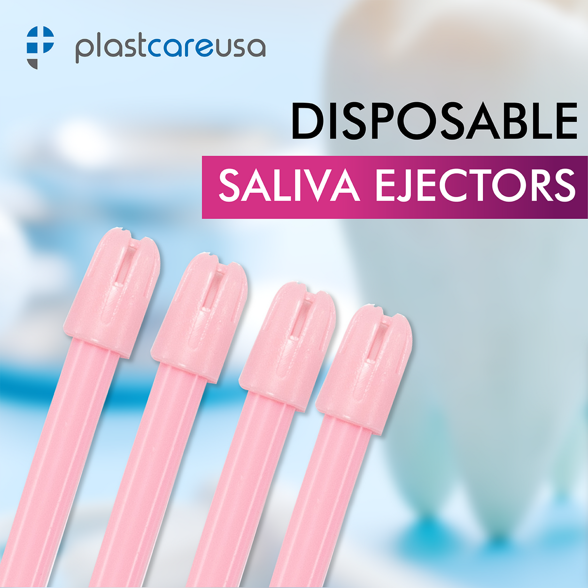 100 Pink Saliva Ejectors (1 Bag) by PlastCare USA - My DDS Supply