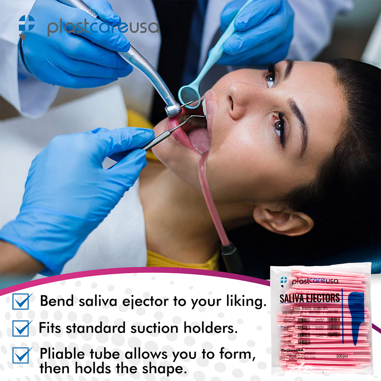 6000 Pink Saliva Ejectors (60 Bags, 6 Cases) - My DDS Supply