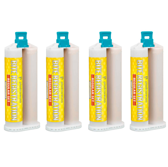 4 Unflavored Regular Set Bite Registration Material 50ml Cartridges by PlastCare USA - My DDS Supply