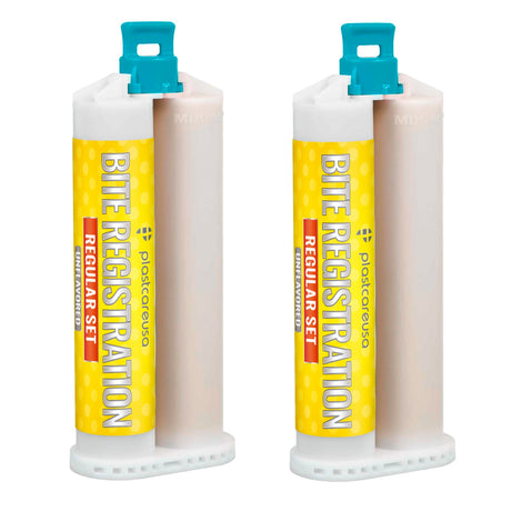2 Unflavored Regular Set Bite Registration Material 50ml Cartridges by PlastCare USA - My DDS Supply