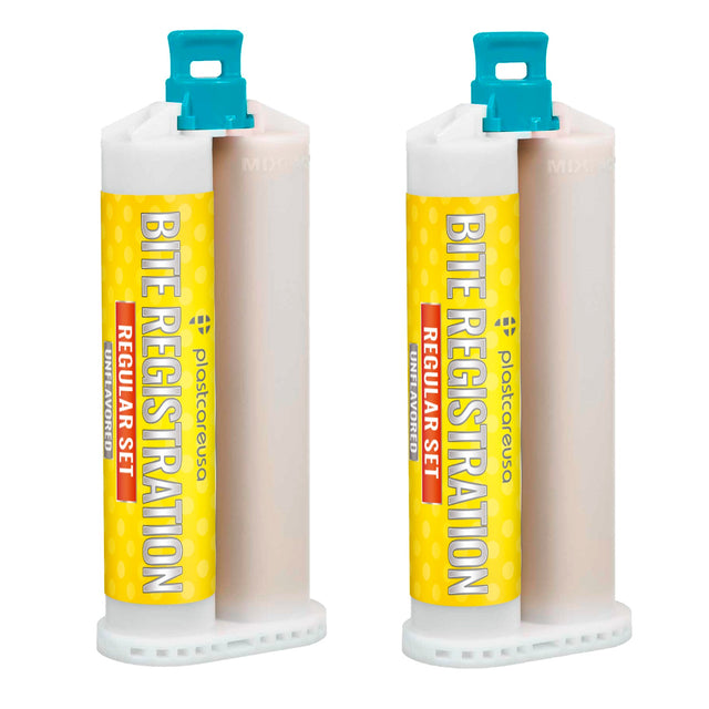 2 Unflavored Regular Set Bite Registration Material 50ml Cartridges by PlastCare USA - My DDS Supply