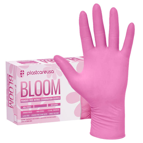 1000 SMALL Pink Nitrile Exam Premium Gloves (Powder & Latex Free), PlastCare USA Bloom - My DDS Supply