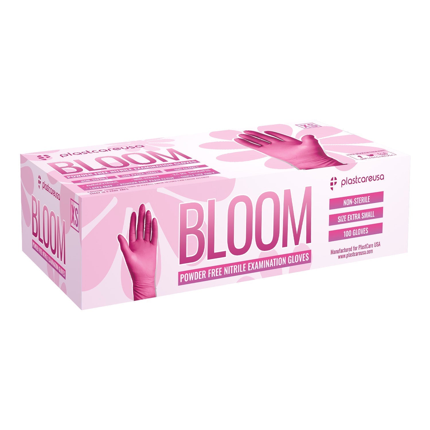 1000 LARGE Pink Nitrile Exam Premium Gloves (Powder & Latex Free), PlastCare USA Bloom - My DDS Supply