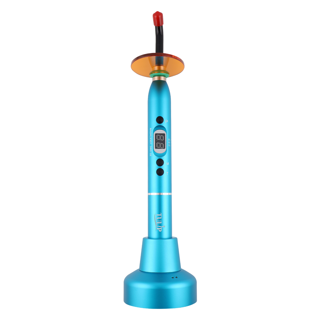 Tulip Cordless Dental 4 LED Curing Light – 1200 mW/cm² 430-485nm Stainless Steel Design (Blue)
