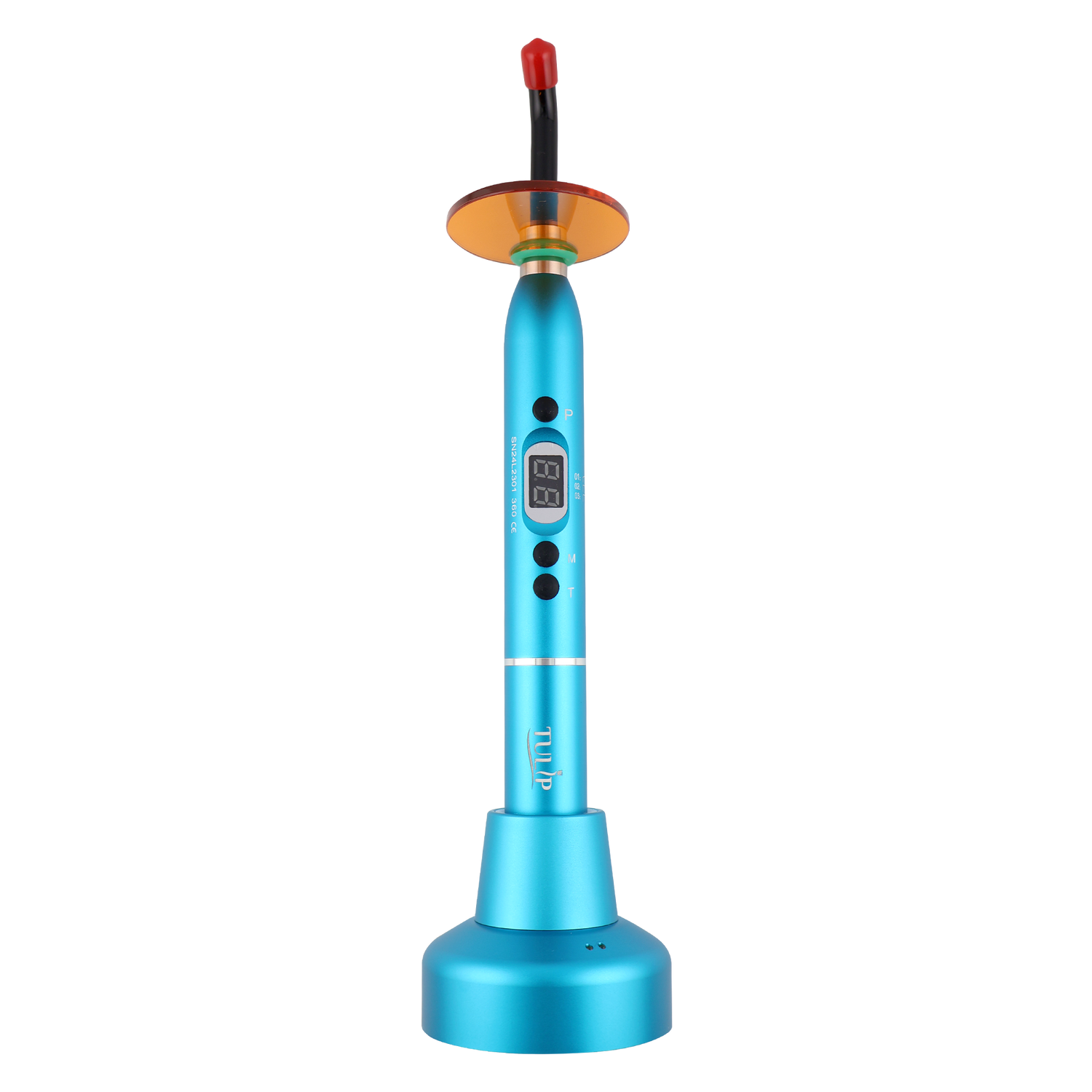 Tulip Cordless Dental 4 LED Curing Light – 1200 mW/cm² 430-485nm Stainless Steel Design (Blue)