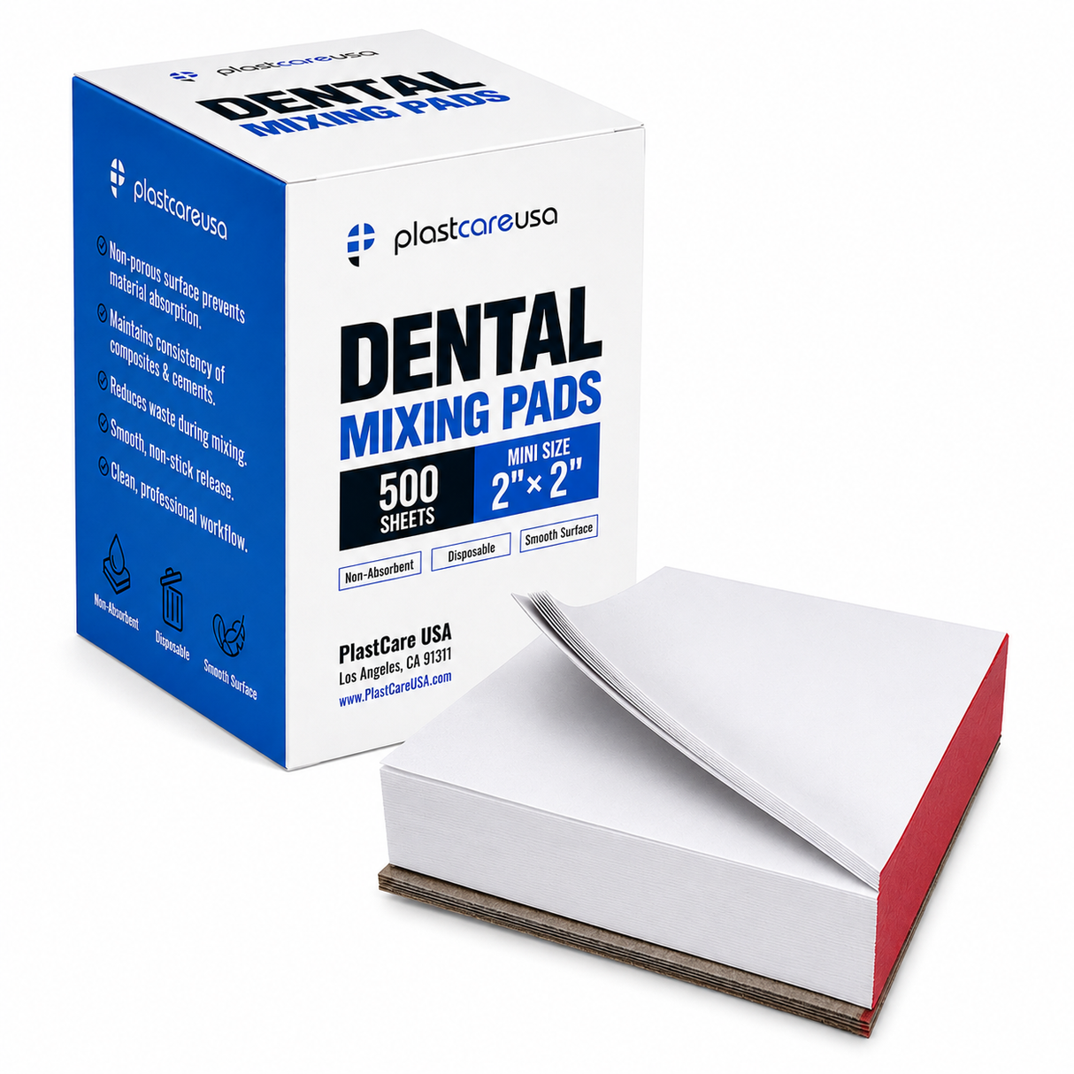 Dental Mixing Pads 2" x 2" – 500 Disposable Non-Absorbent Mixing Sheets for Cement & Composite | PlastCare USA