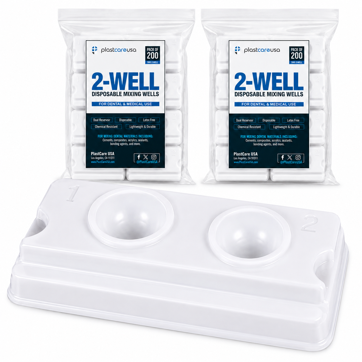 400 Disposable Dental 2-Well Mixing Wells Tray for Composites, Bonding & Cements