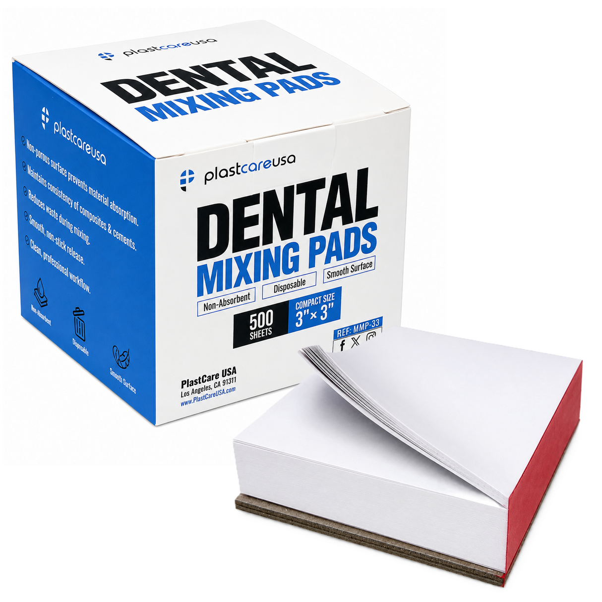 Dental Mixing Pads 3" x 3" – 500 Disposable Non-Absorbent Mixing Sheets for Cement & Composite | PlastCare USA
