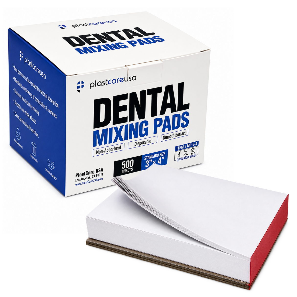 Dental Mixing Pads 3" x 4" – 500 Disposable Non-Absorbent Mixing Sheets for Cement & Composite | PlastCare USA