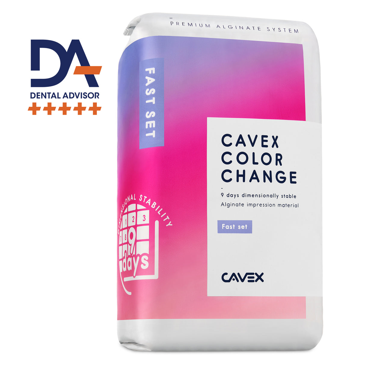 Cavex ColorChange Fast‑Set Alginate 500 g – Dust‑Free, Peppermint, 3‑Stage Color‑Change (Pack of 2)