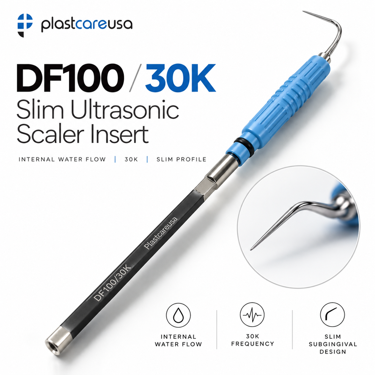 DF100 30K Slim Ultrasonic Scaler Insert with Internal Water Flow