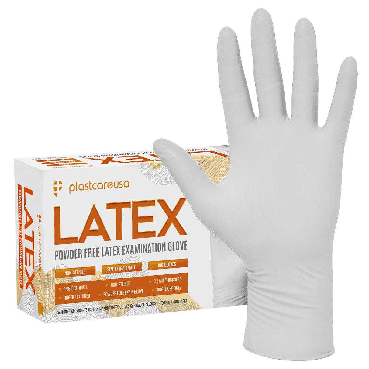 1000 Extra Small XS PlastCare USA White Latex Gloves (10 Boxes) - My DDS Supply