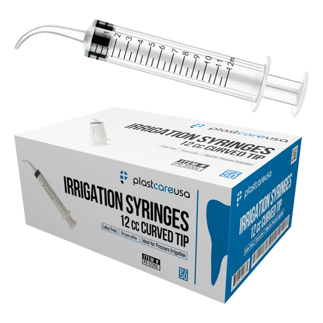 50 Curved Tip 12cc Monoject 412 Style Dental Oral Irrigation Utility Syringes (1 Box) - My DDS Supply