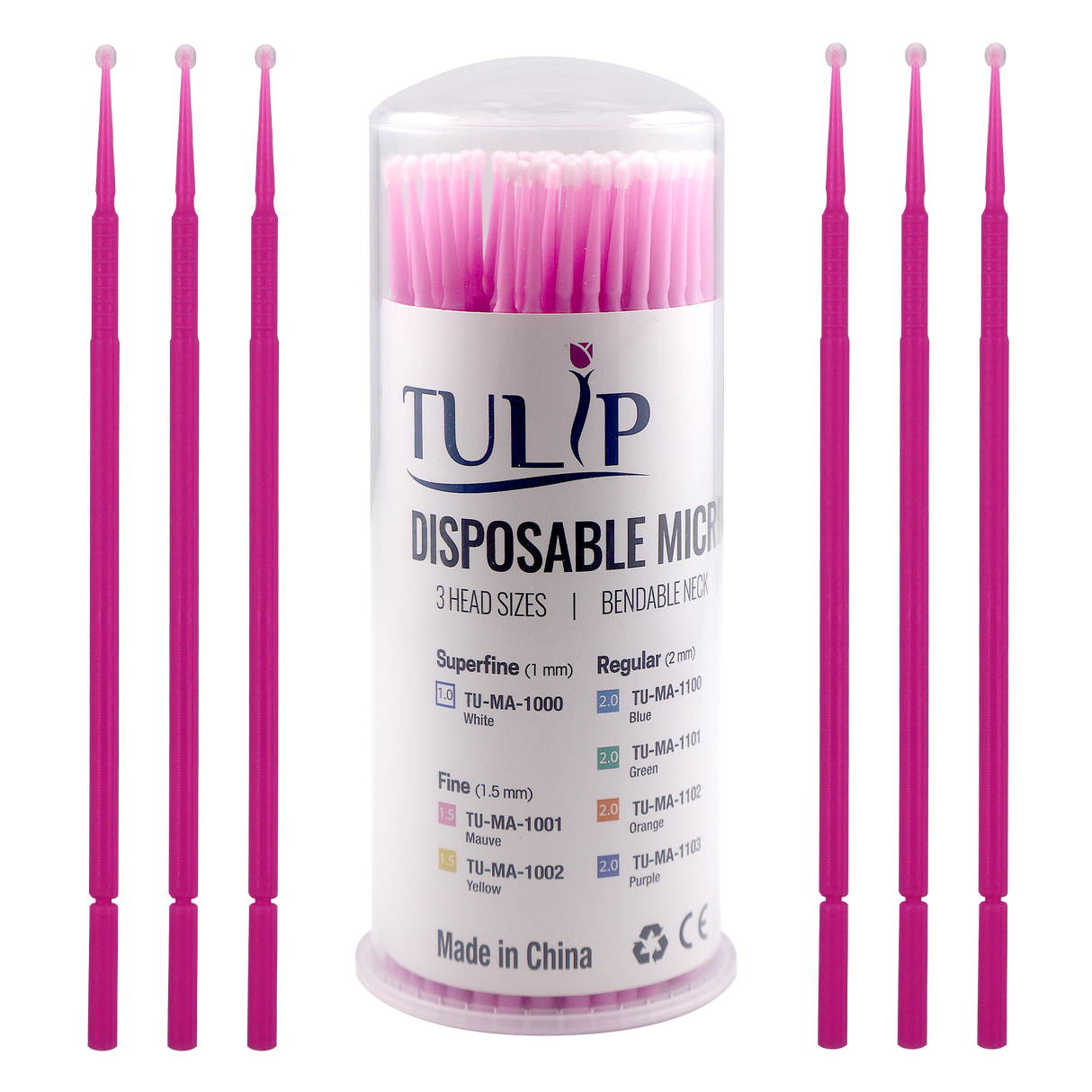 TULIP Fine Micro Applicator Brushes – Pink (1.5mm) | (4 kegs of 100) (400 Total)