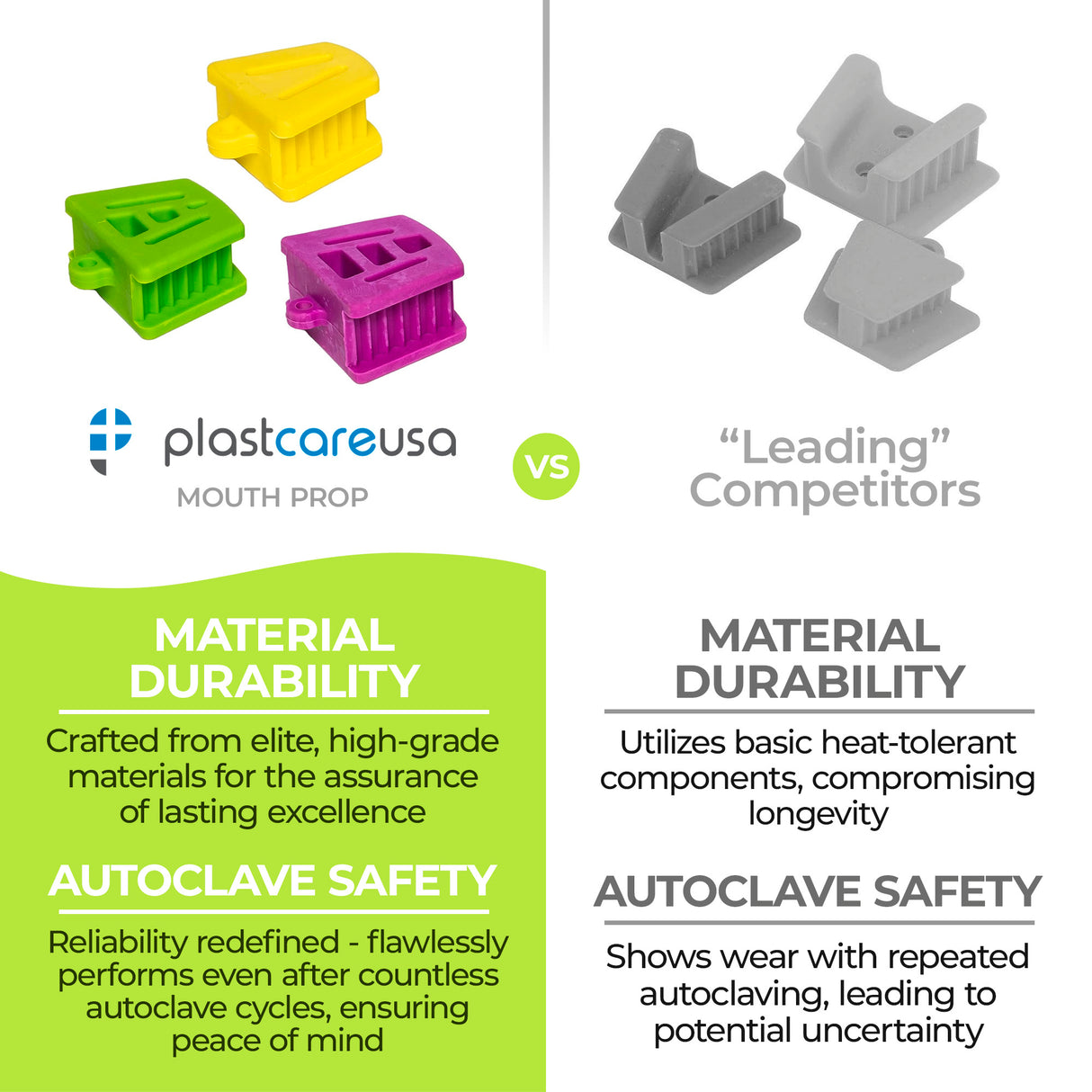 5 x Bite Block Autoclavable Silicone Mouth Props (Medium - Green)