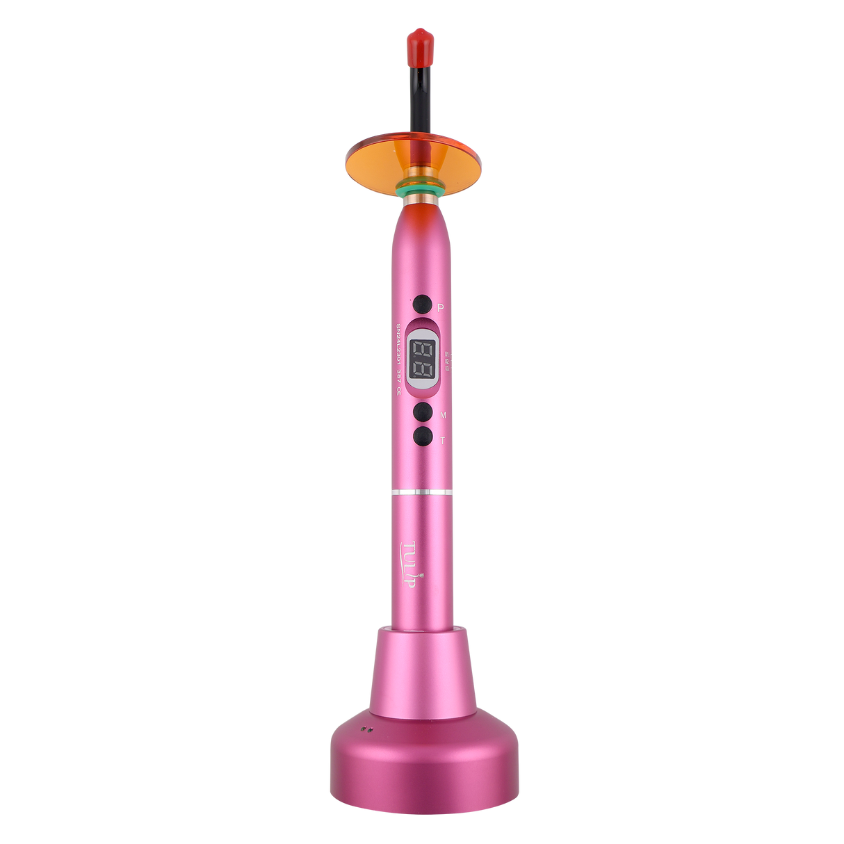 Tulip Cordless Dental 4 LED Curing Light – 1200 mW/cm² 430-485nm Stainless Steel Design (Pink)
