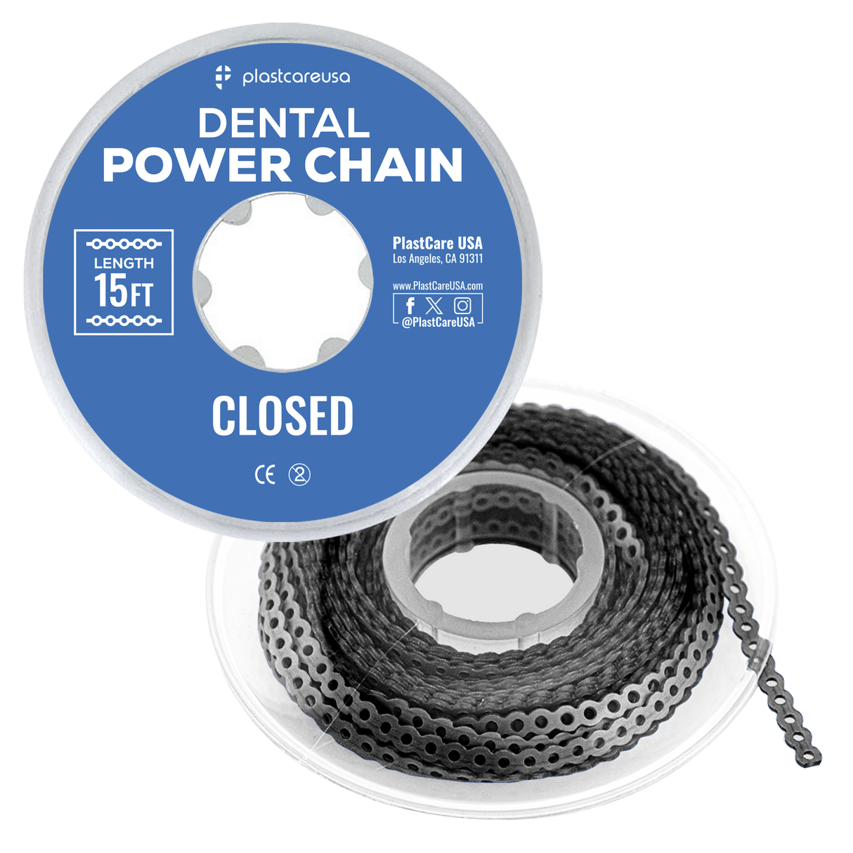 Black Dental Power Chain (Closed) – 15 ft Orthodontic Elastic Chain for Braces